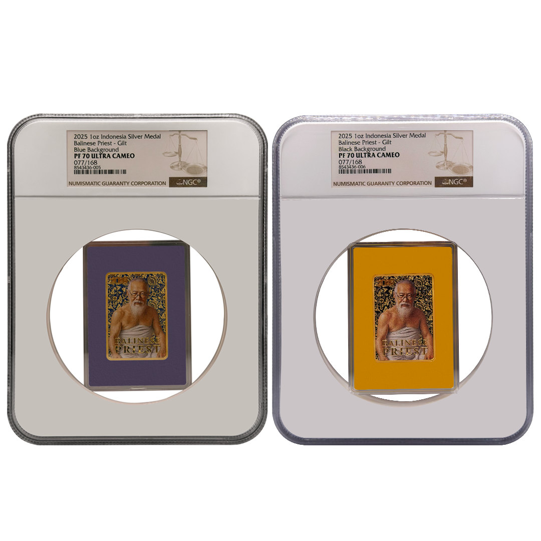 Set Pedanda: High Priest of Balinese Hinduism Gold Plated – Choice Number 077 / 168 – Highest Score NGC 70