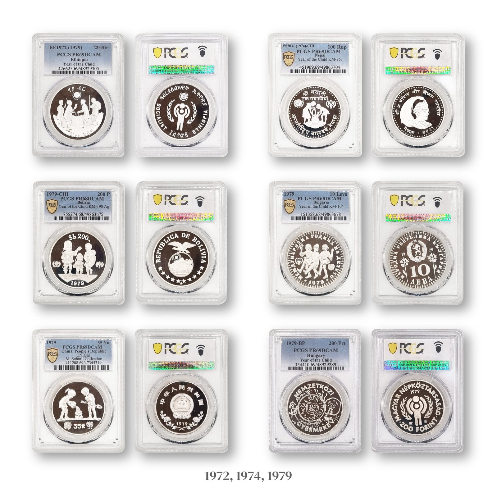 1972-1983 International Year of the Child (IYC) Series 30 Coin Silver Proof Collection - PCGS Highest Score PR68-PR70