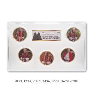 2025 Set of 7 Cooper Medal Pope 5 Latest Roman Catholic, Gold Plated Mint Indonesia, Ascending Number