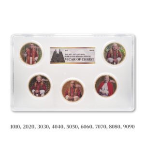 2025 Set of 9 Cooper Medal Pope 5 Latest Roman Catholic, Gold Plated Mint Indonesia, Repeater Number