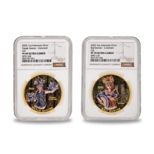 2025 Indonesia Dayak and Bali Dancer Gold Plated Colorized 099/168, NGC PF69 and PF70