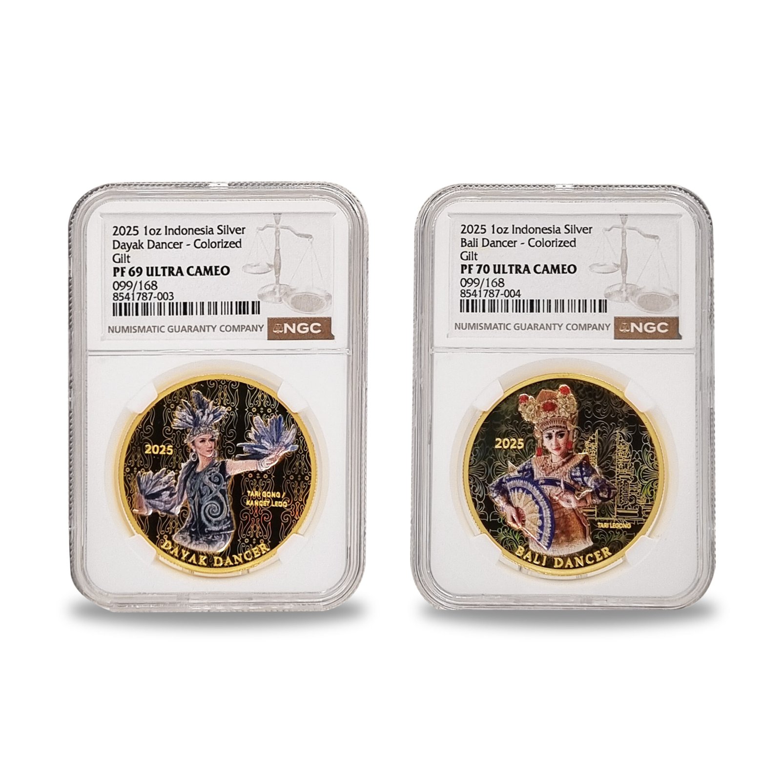 2025 Indonesia Dayak and Bali Dancer Gold Plated Colorized 099/168, NGC PF69 and PF70